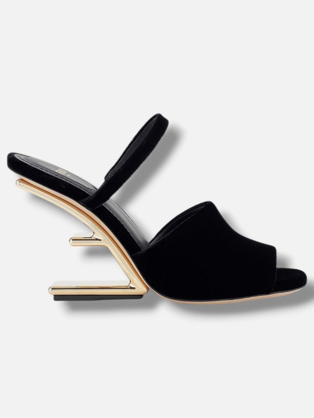Fendi Women's Black First Velvet Wedge Sandals Size 35.5